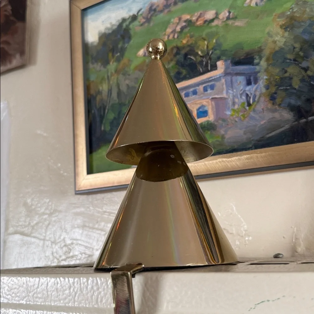 West Elm metal gold-tone Christmas tree stocking hanger